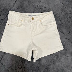 Zara Cream High-Rise Denim Shortalls